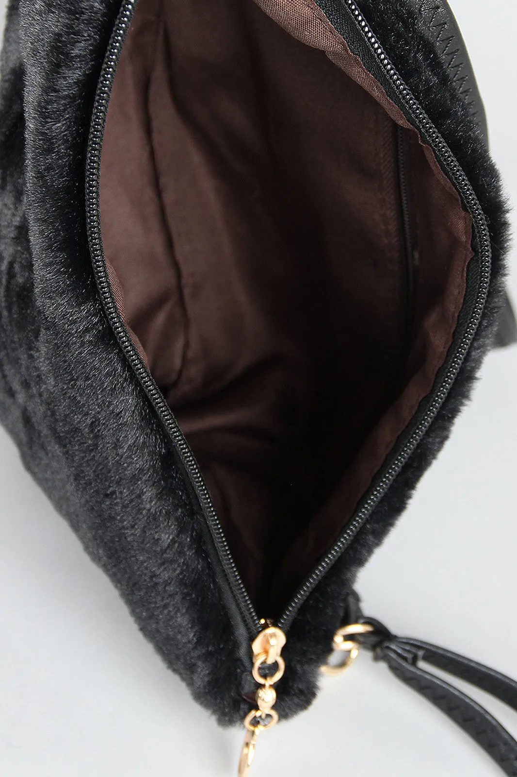Simple Faux Fur Cross Body Clutch