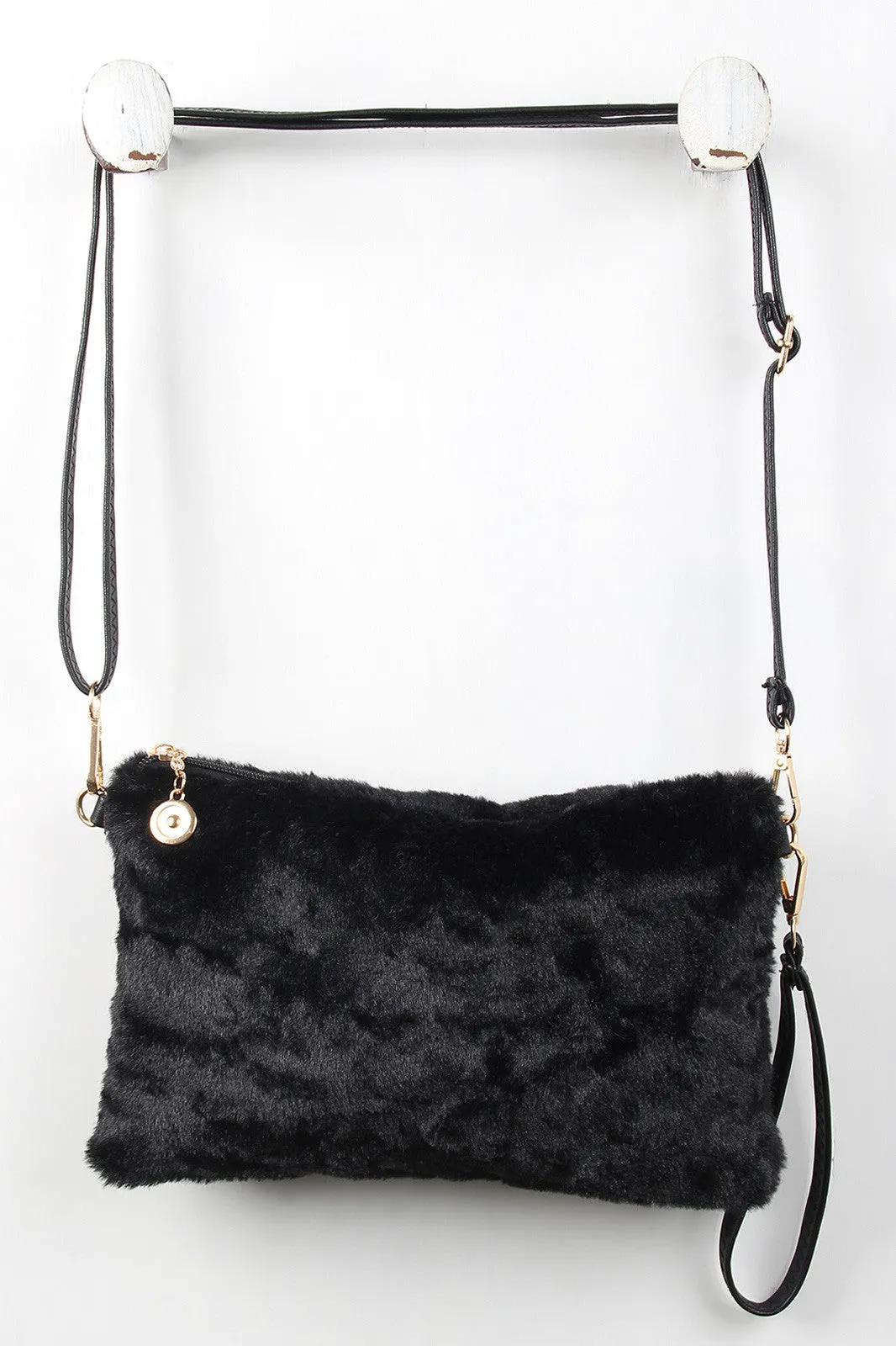 Simple Faux Fur Cross Body Clutch