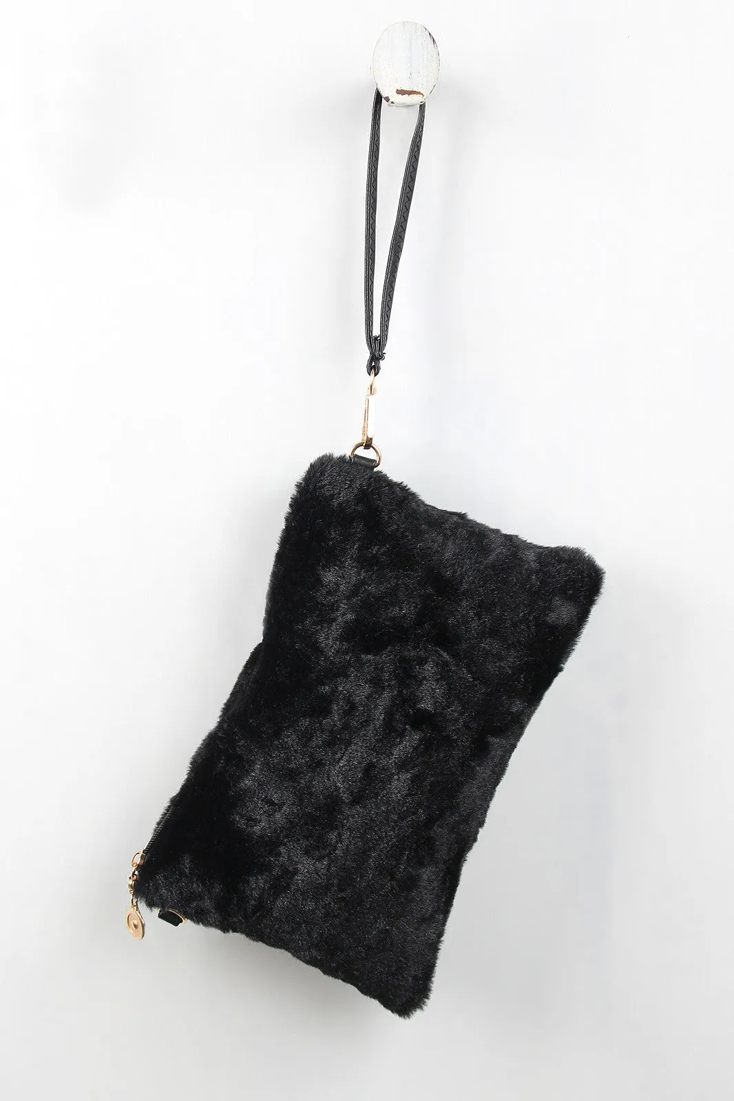 Simple Faux Fur Cross Body Clutch