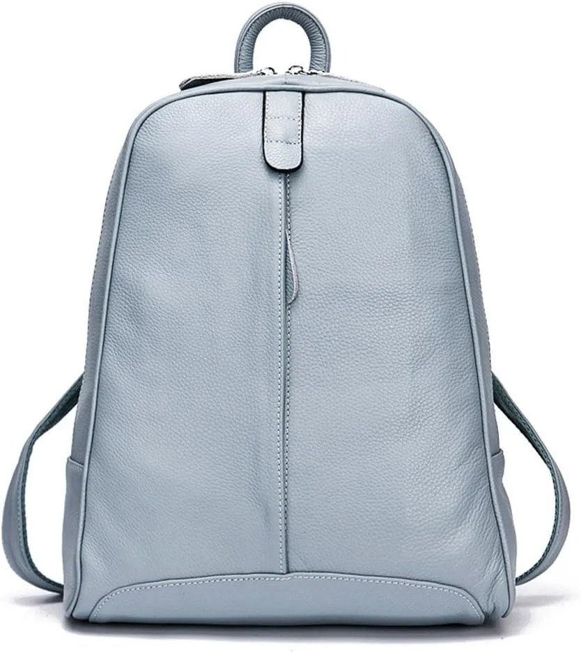 Simple Genuine Leather Backpack Women Laptop Casual Knapsack Ladies Travel Bag