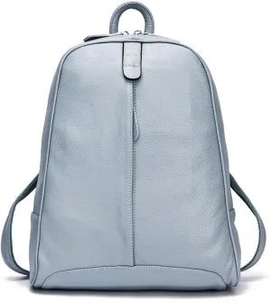 Simple Genuine Leather Backpack Women Laptop Casual Knapsack Ladies Travel Bag