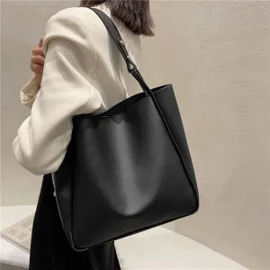 Simple Women Bucket Shoulder Bags  Pu Leather Bags 2024