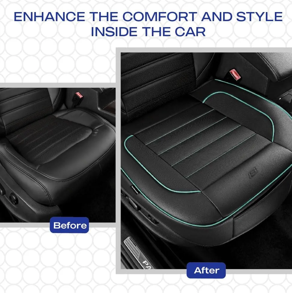 Skechers Car Seat Cover,Memory Foam Luxury Faux Leather Front Bottom Seat Cushion Cover,Universal Anti-Slip and Wrap Around The Bottom with Storage Bags,Suitable for Most Vehicles-1 Piece,Mint