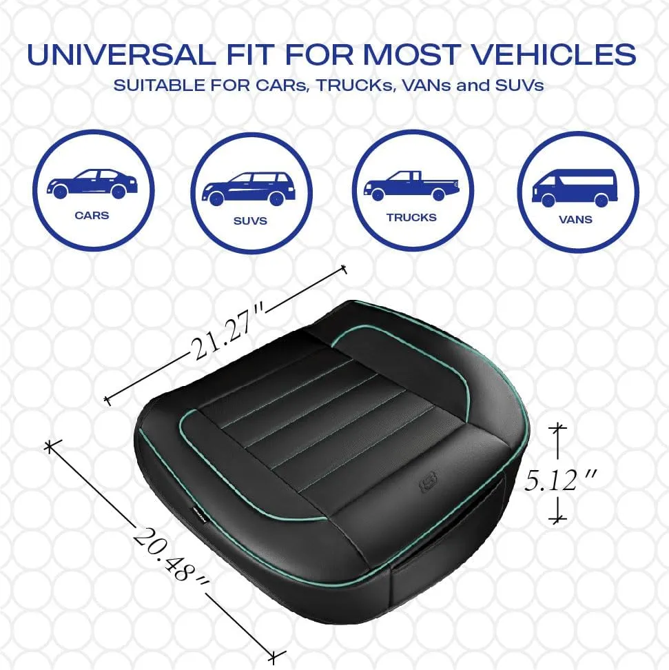 Skechers Car Seat Cover,Memory Foam Luxury Faux Leather Front Bottom Seat Cushion Cover,Universal Anti-Slip and Wrap Around The Bottom with Storage Bags,Suitable for Most Vehicles-1 Piece,Mint