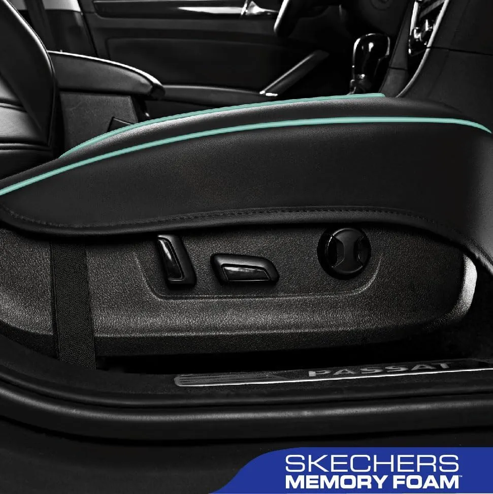 Skechers Car Seat Cover,Memory Foam Luxury Faux Leather Front Bottom Seat Cushion Cover,Universal Anti-Slip and Wrap Around The Bottom with Storage Bags,Suitable for Most Vehicles-1 Piece,Mint
