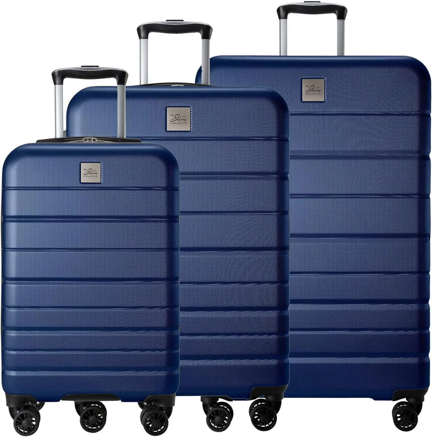 Skyway Epic 2.0 Hardside Lightweight and Durable ABS Shell Luggage, Spacious with 4-Wheel Spinners, Comfort Grip with Telescoping Handle, Men and Women, Royal Blue, 3-Piece Set (20,24, 28)