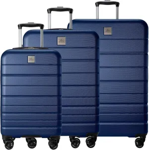Skyway Epic 2.0 Hardside Lightweight and Durable ABS Shell Luggage, Spacious with 4-Wheel Spinners, Comfort Grip with Telescoping Handle, Men and Women, Royal Blue, 3-Piece Set (20,24, 28)