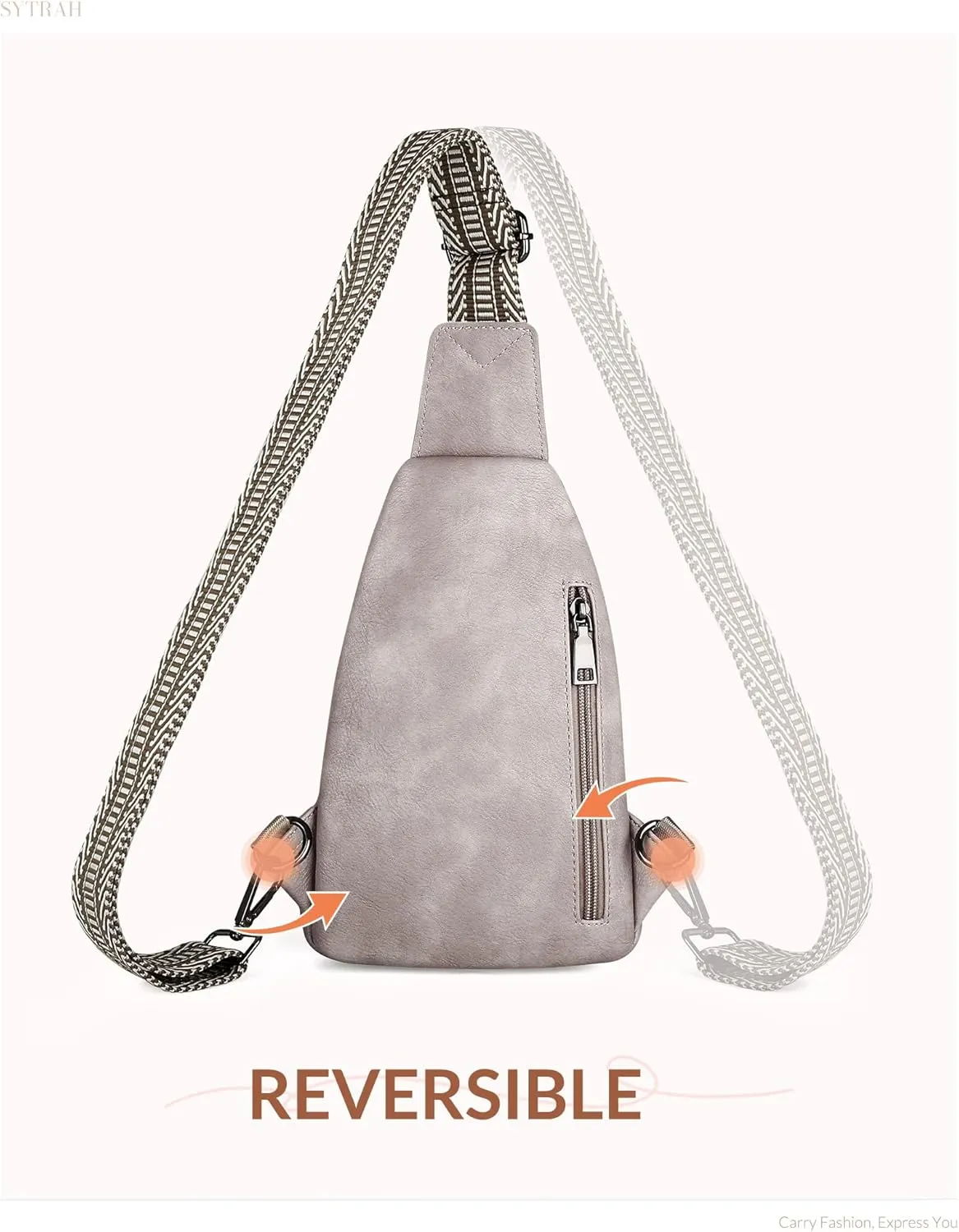 Sling Bag for Women, Crossbody Bags Purse for Women Trendy Vegan Leather Chest Bag with Adjustable Guitar Strap