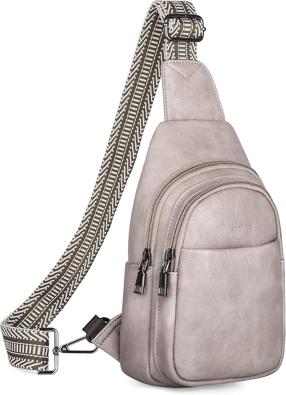 Sling Bag for Women, Crossbody Bags Purse for Women Trendy Vegan Leather Chest Bag with Adjustable Guitar Strap