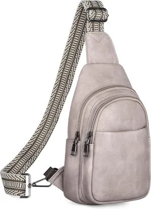 Sling Bag for Women, Crossbody Bags Purse for Women Trendy Vegan Leather Chest Bag with Adjustable Guitar Strap