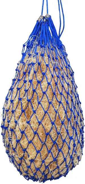 Slow Feeder Hay Nets for Horses – 40" Long with 2" Holes, Heavy Duty Horse Hay Net, Nylon Slow Feed Hay Bags for Horses with Top & Bottom Ring, Ideal Slow Feed Hay Net for Horses, Goats (Blue)