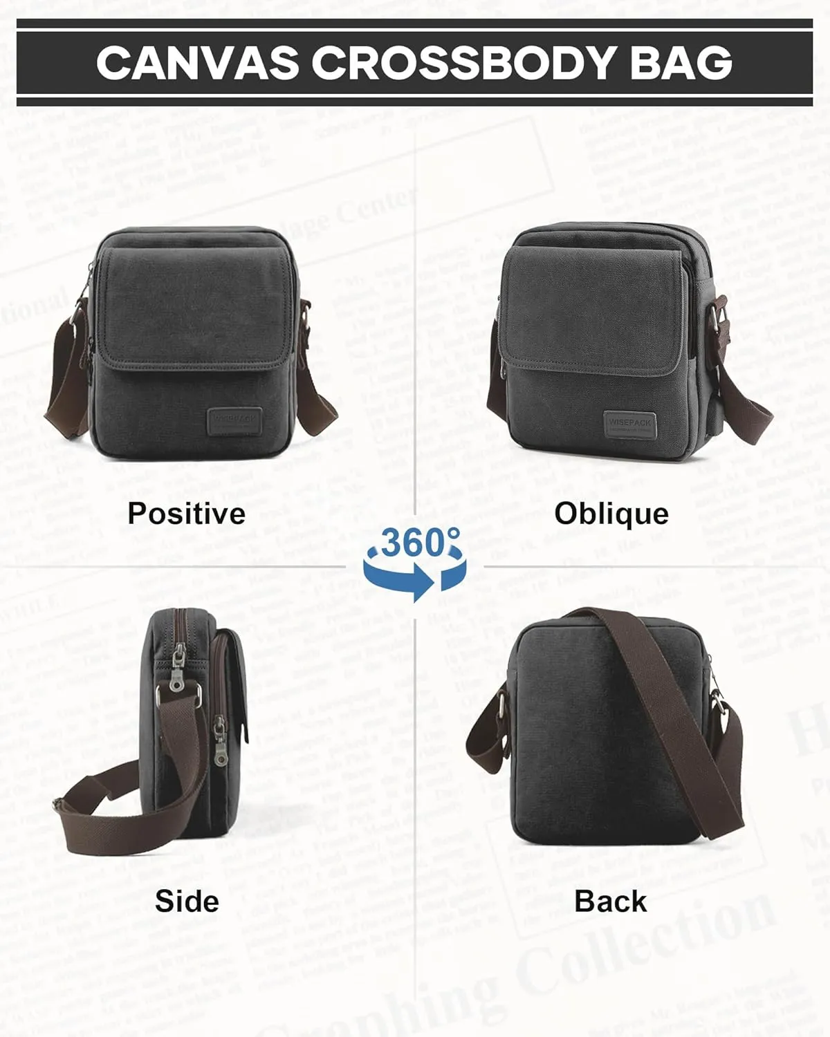 Small Crossbody Bag for Men,Canvas Messenger Shoulder Bags Crossbody Satchel Bag Men's Side Bags Over the Shoulder Purse