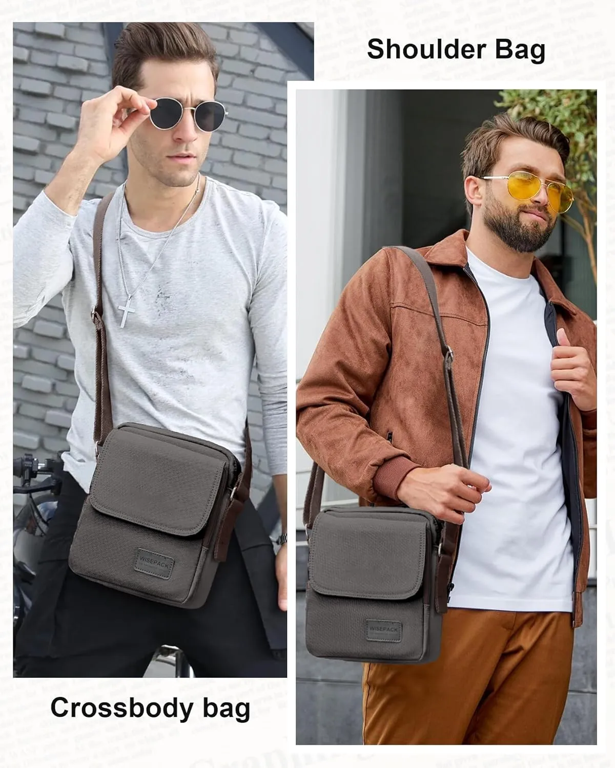Small Crossbody Bag for Men,Canvas Messenger Shoulder Bags Crossbody Satchel Bag Men's Side Bags Over the Shoulder Purse