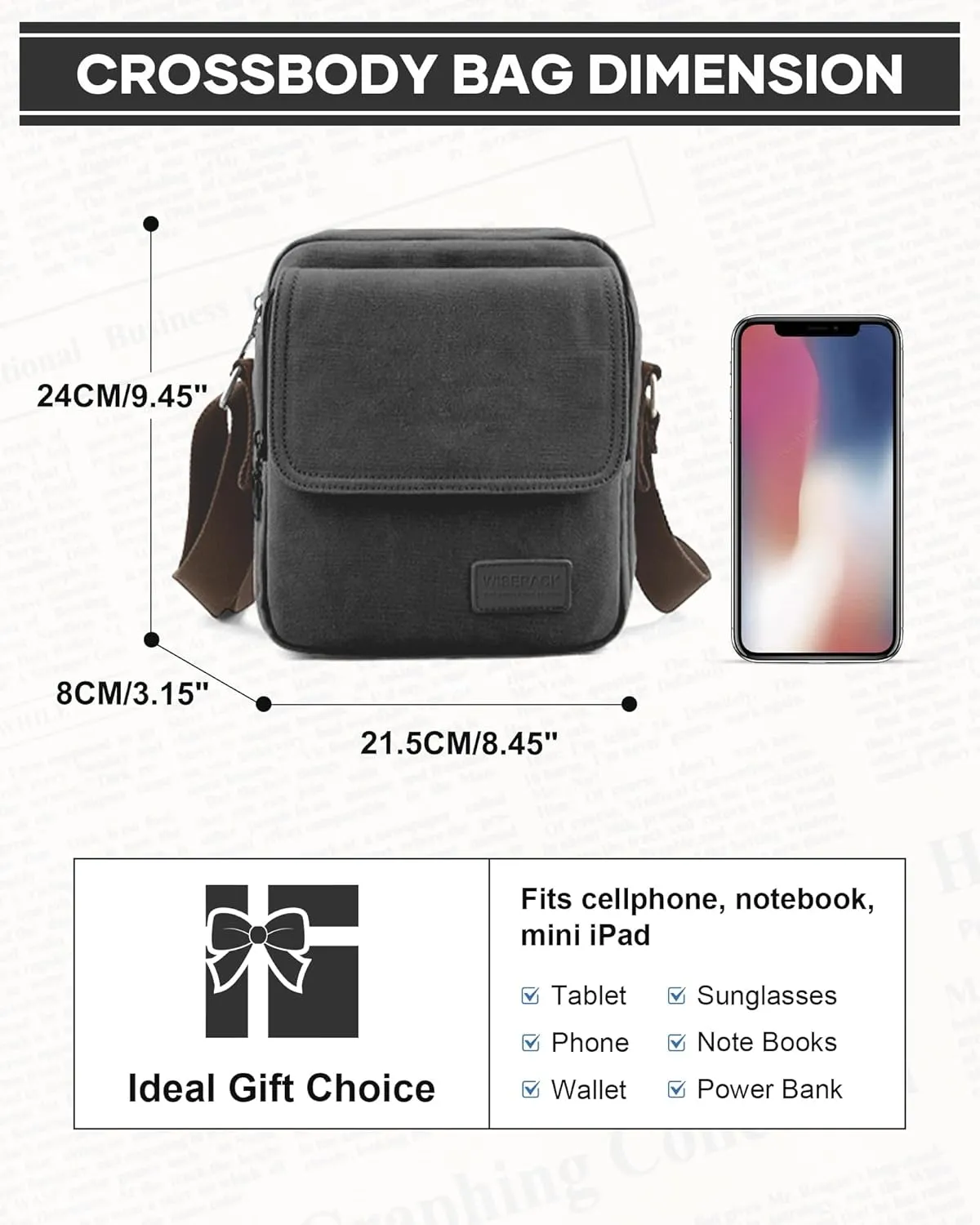 Small Crossbody Bag for Men,Canvas Messenger Shoulder Bags Crossbody Satchel Bag Men's Side Bags Over the Shoulder Purse