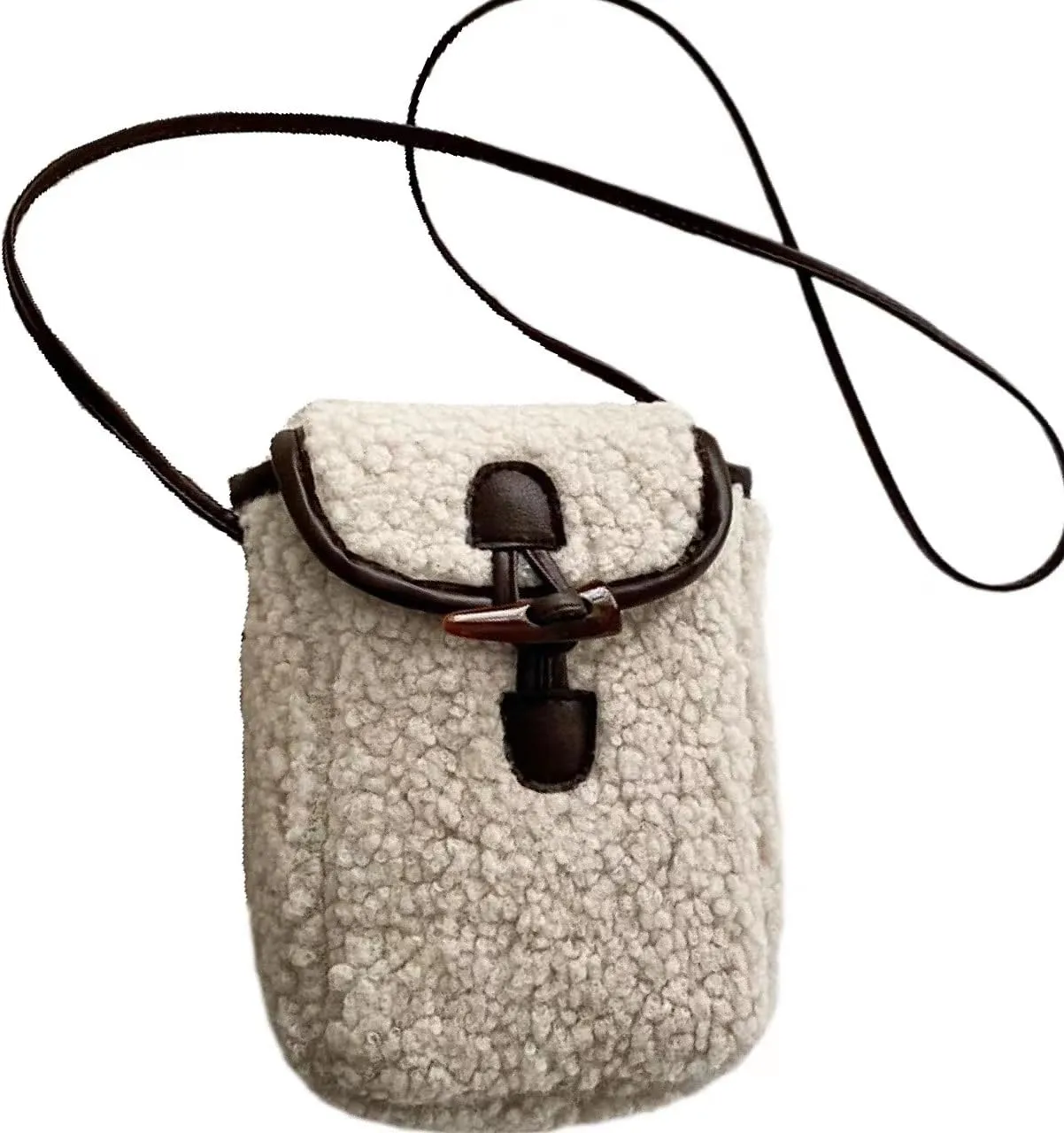 Small Fluffy Sherpa Sling Bag for Women and Men Fuzzy Crossbody Bags Mini Faux Fur Lightweight Office Travel Essentials