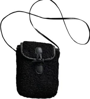 Small Fluffy Sherpa Sling Bag for Women and Men Fuzzy Crossbody Bags Mini Faux Fur Lightweight Office Travel Essentials