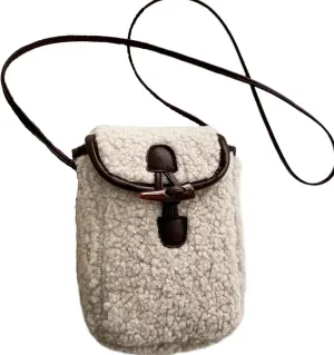 Small Fluffy Sherpa Sling Bag for Women and Men Fuzzy Crossbody Bags Mini Faux Fur Lightweight Office Travel Essentials
