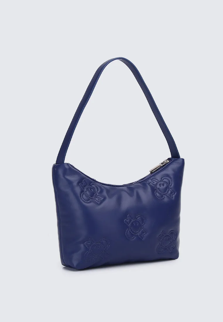 Smiley Happy Flower Shoulder Bag (Navy)