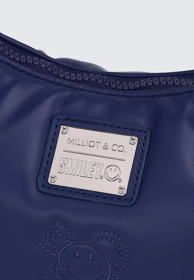 Smiley Happy Flower Shoulder Bag (Navy)