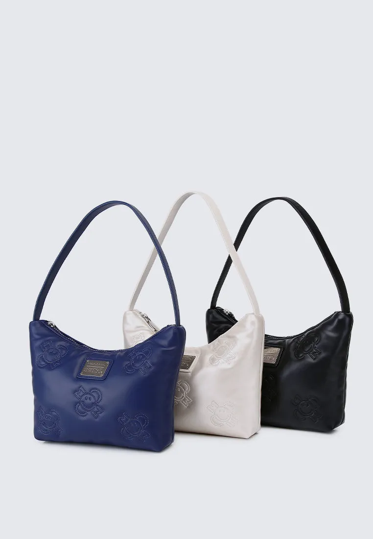 Smiley Happy Flower Shoulder Bag (Navy)