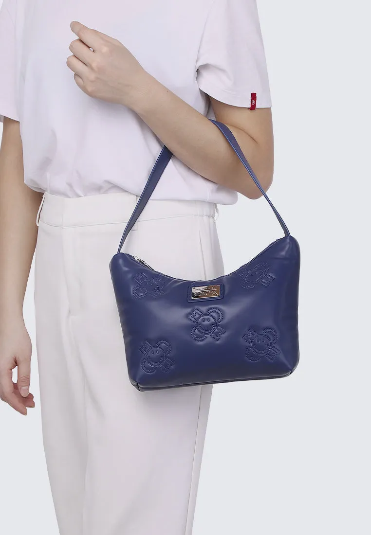 Smiley Happy Flower Shoulder Bag (Navy)