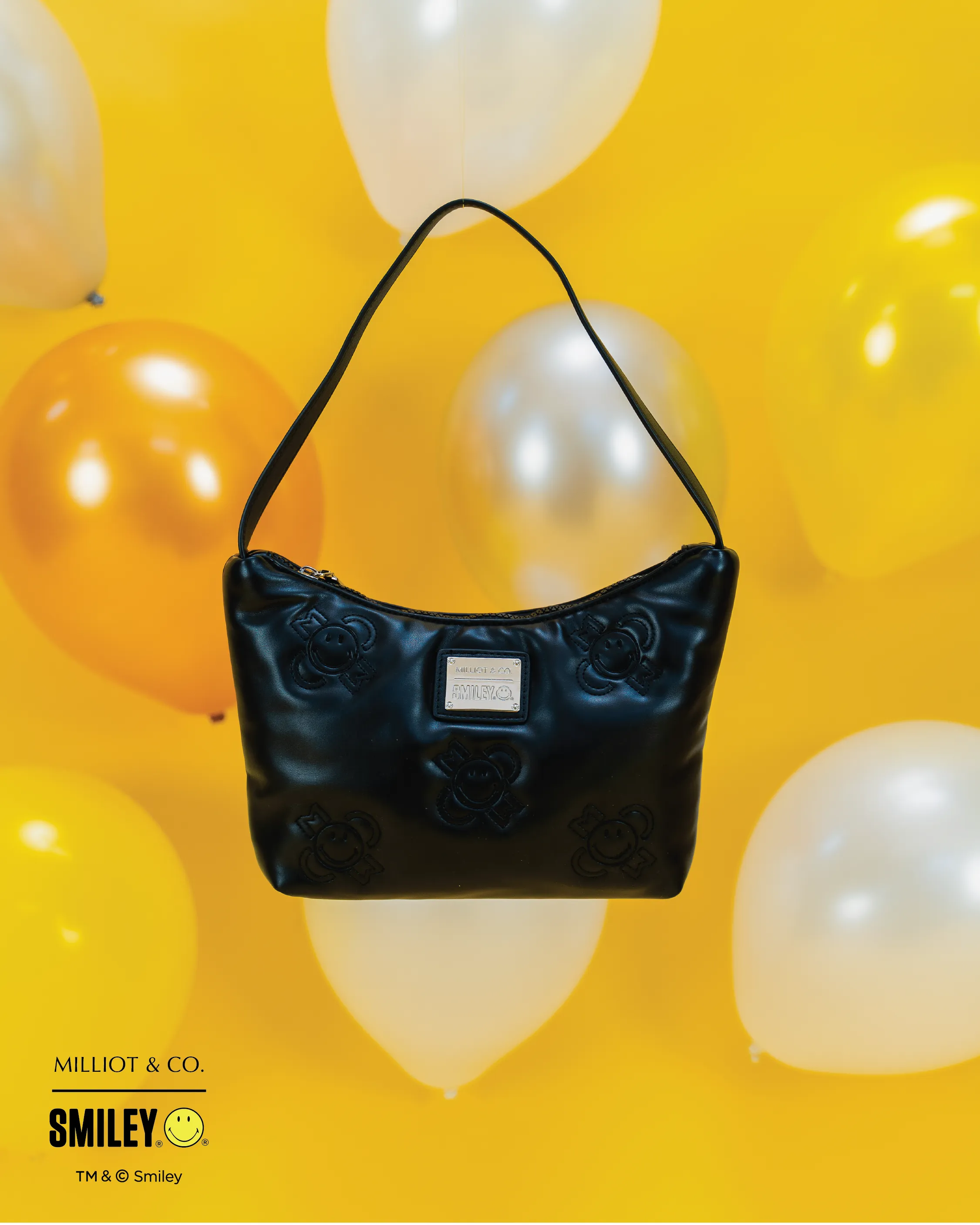 Smiley Happy Flower Shoulder (Black)