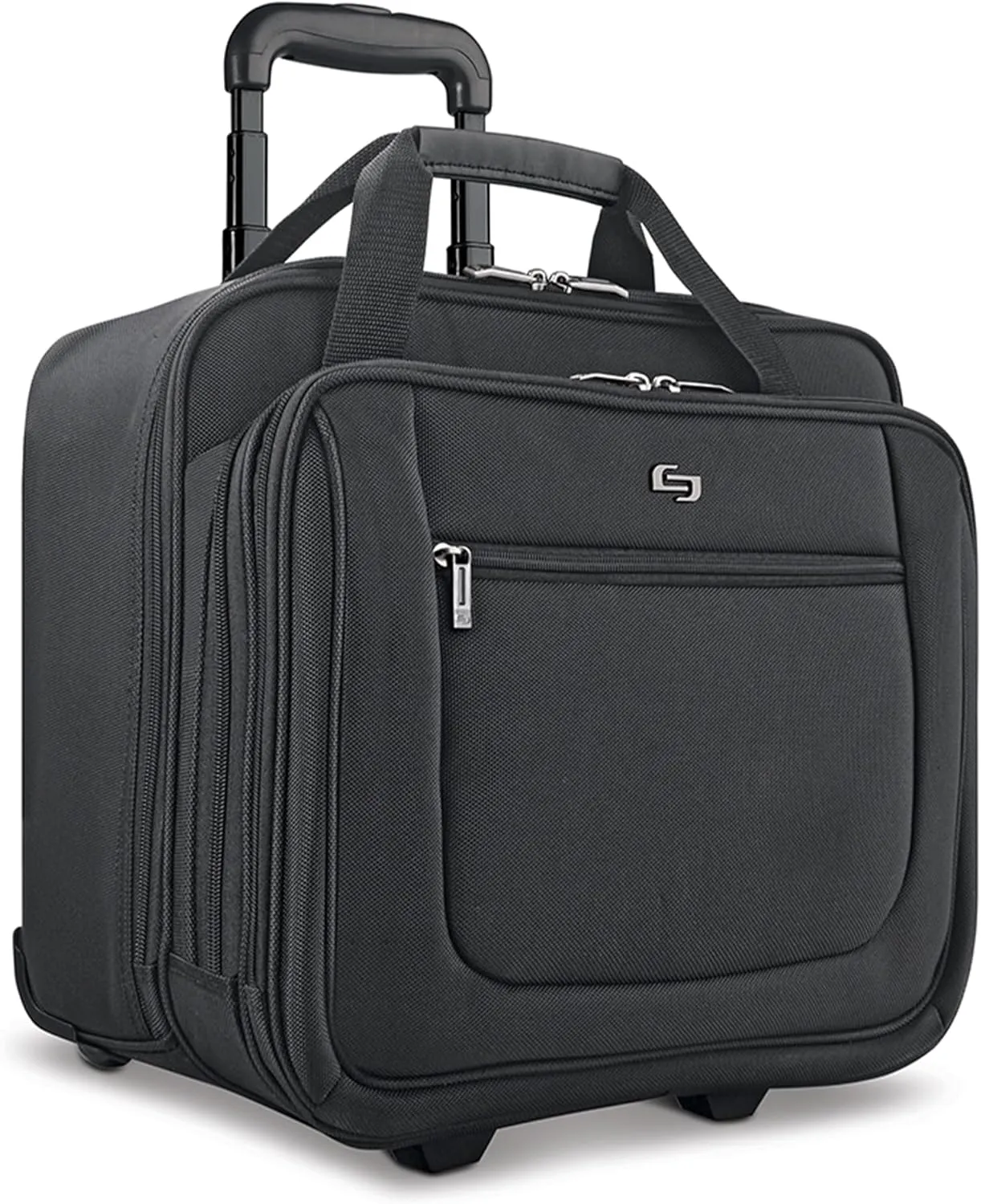 Solo New York Bryant Rolling Laptop Bag with Wheels,Fits Up to 17.3-Inch Laptop,Travel Friendly Wheeled Briefcase for Women and Men with Telescoping Handle, Black, 14" x 16.8" x 5" (PT136-4)