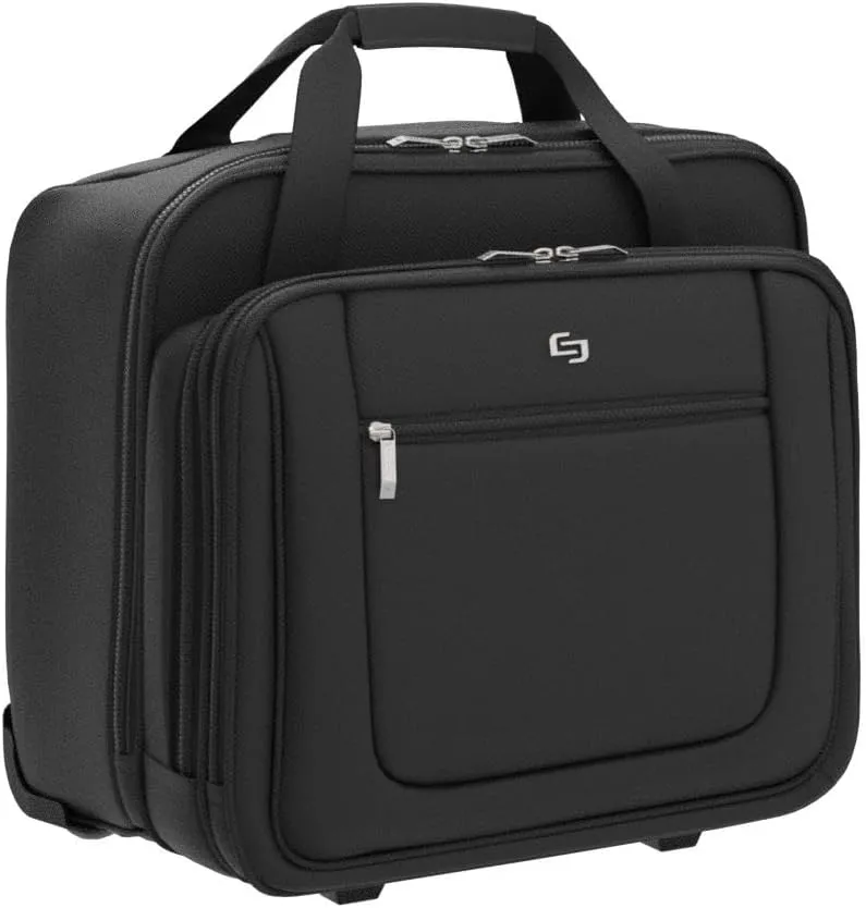 Solo New York Bryant Rolling Laptop Bag with Wheels,Fits Up to 17.3-Inch Laptop,Travel Friendly Wheeled Briefcase for Women and Men with Telescoping Handle, Black, 14" x 16.8" x 5" (PT136-4)