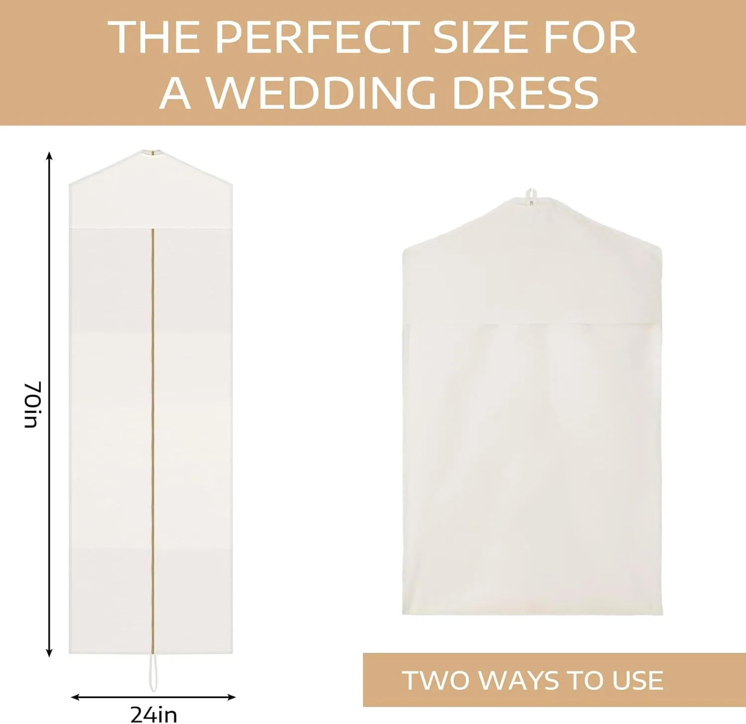 Sotiff Cotton Dress Garment Bags for Long Gowns Long Dress Travel Breathable Foldable Storage Bag Dust Proof (70 x 23.6 Inch)