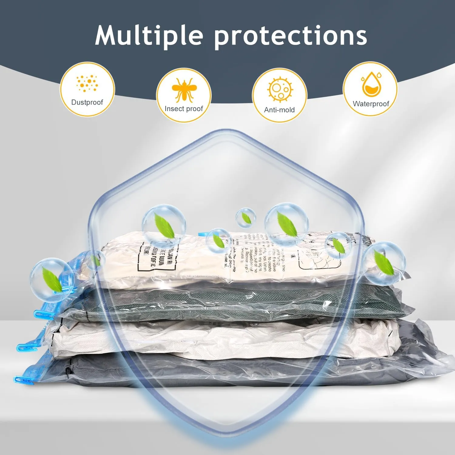 Space Saver Vacuum Storage Bags with Electric Pump,6 Pack(2 Jumbo/2 Large/2 Medium) Double Zip Seal,Vacuum Seal Bags Fit Clothes,Comforters,Blankets,Mattress,Duvets,Pillows,Travel