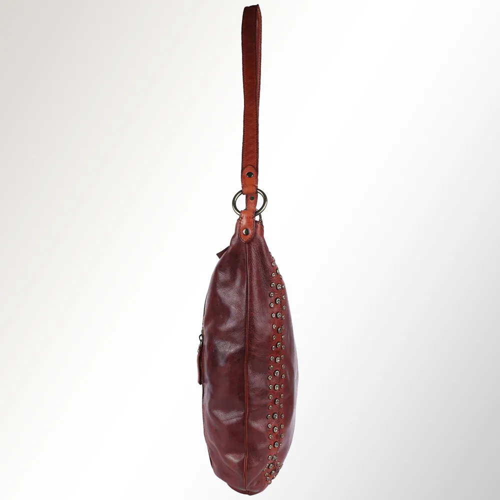 Spaghetti Western Swc142Acg Hobo Vintage Handmade Drum Dyed Genuine European Cowhide Leather Women Bag Western Handbag Purse