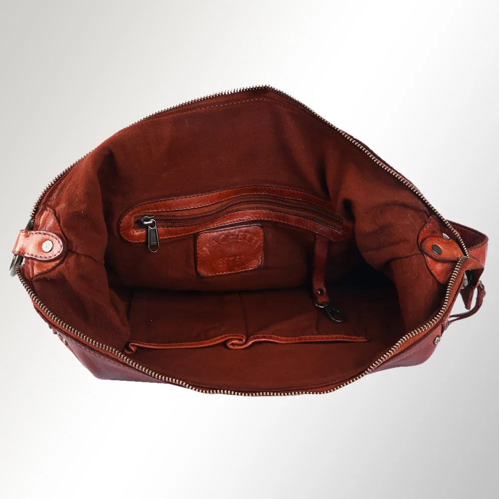 Spaghetti Western Swc142Acg Hobo Vintage Handmade Drum Dyed Genuine European Cowhide Leather Women Bag Western Handbag Purse