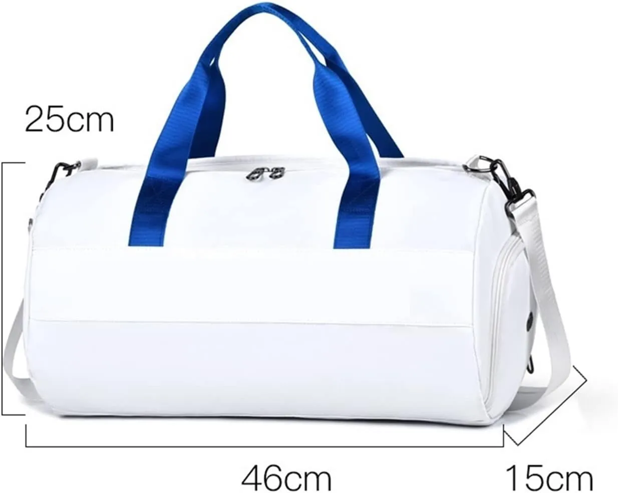 Sports Duffel Bags Dry and Wet Separation Fitness Bag Cylinder Waterproof Travel Portable Sports Bag Sport Gym Bag(White)