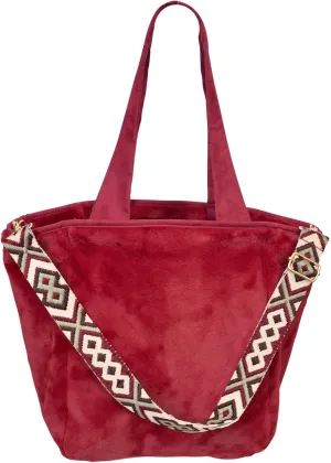 Sprigs Casual Shoulder Bag for Women - Trendy Plush Faux Fur Tote Bag with Detachable Guitar Strap Magnetic Closure & Pockets