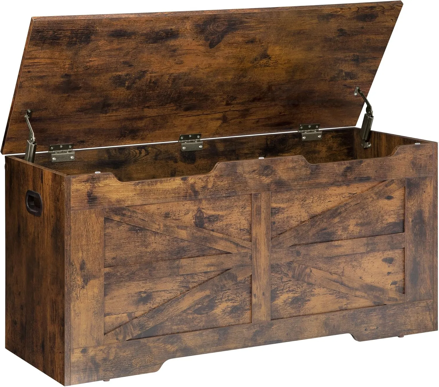 Storage Bench, Wooden Storage Trunk - 39.4" Lift-Top Storage Organizer with 2 Safety Hinges, Shoe Bench for Entryway, Bedroom, Living Room, Rustic Brown