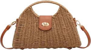 Straw Crossbody Bags for Women Beach Handbags Wicker Summer Purse Woven Island Beach Bags Natural Bag