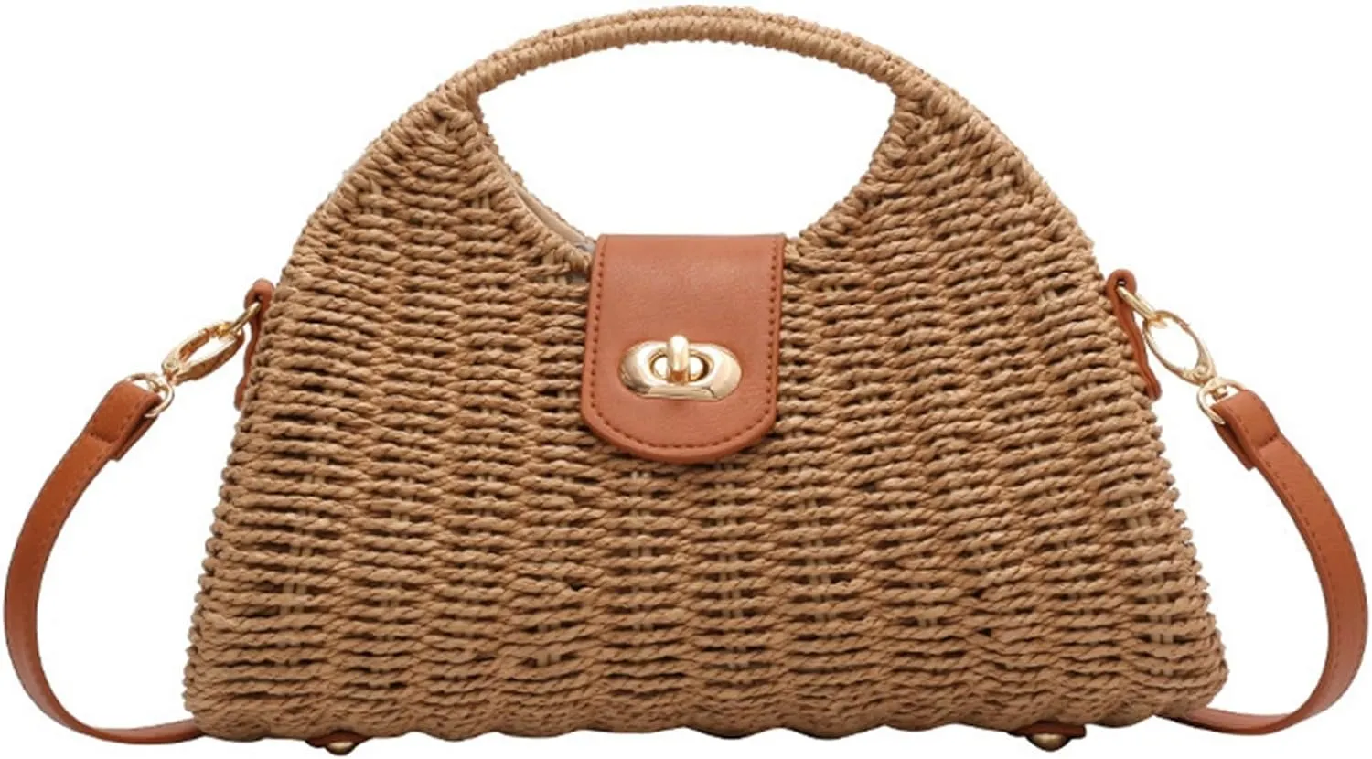 Straw Crossbody Bags for Women Beach Handbags Wicker Summer Purse Woven Island Beach Bags Natural Bag