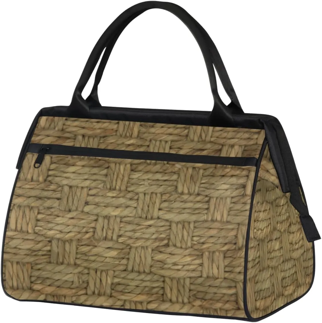 Straw Weaving Travel Duffel Bag Sports Travel Duffel Bag Waterproof Durable Large Gym Tote Bag Weekender Overnight Bag for Women Travel Gym Yoga