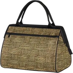 Straw Weaving Travel Duffel Bag Sports Travel Duffel Bag Waterproof Durable Large Gym Tote Bag Weekender Overnight Bag for Women Travel Gym Yoga