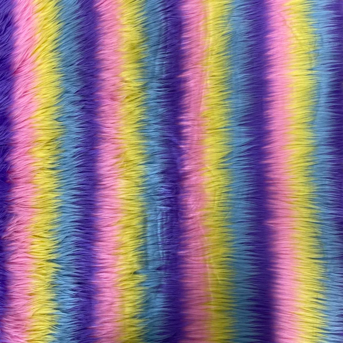 Striped Long Pile Faux Fur Fabric