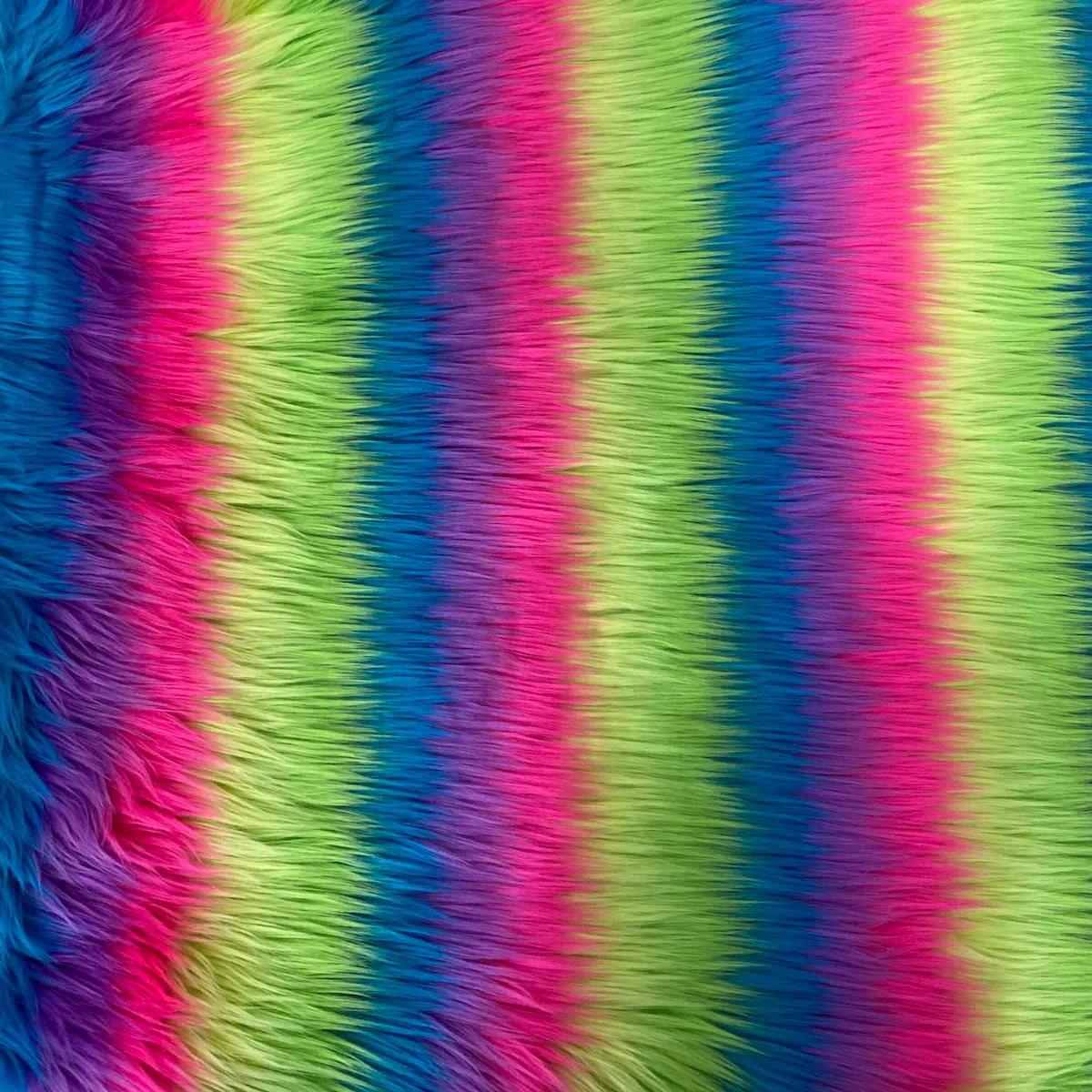 Striped Long Pile Faux Fur Fabric