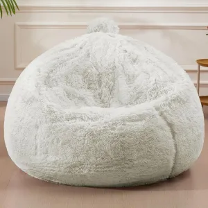 Stuffed Animal Storage Bean Bag (Cover Only), Adult Bean Bag Chair Covers Machine Washable, White Bean Bag Chair without Filler Included