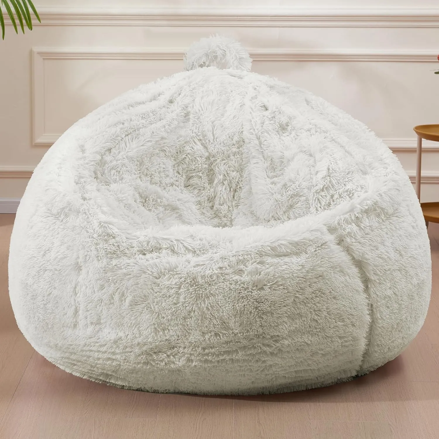 Stuffed Animal Storage Bean Bag (Cover Only), Adult Bean Bag Chair Covers Machine Washable, White Bean Bag Chair without Filler Included