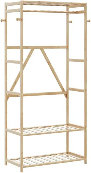 Sturdy Clothes Rack with Shelves - 31.5"x15.7"x68.9" Organizer with Hooks for Coats and Accessories