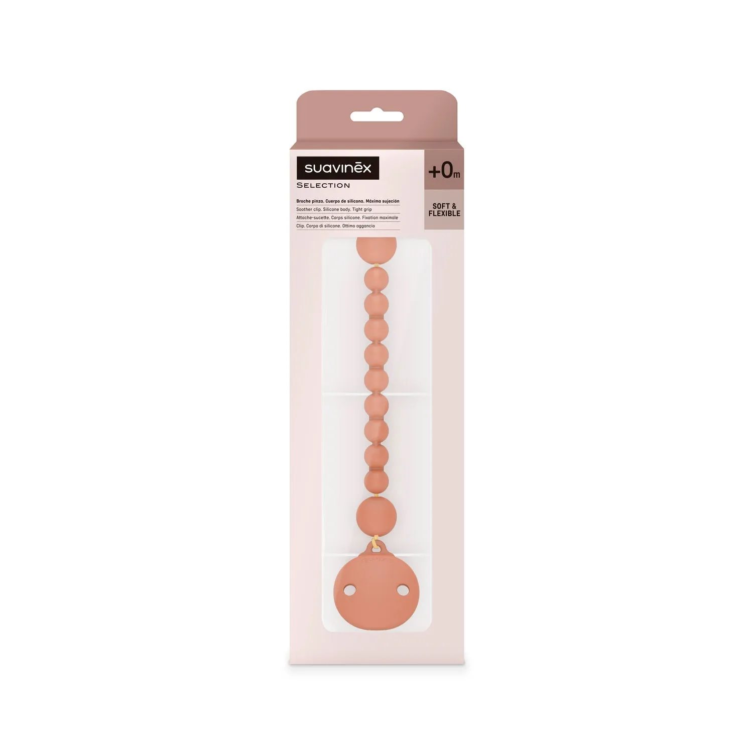 Suavinex Colour Essence Silicone Bobble Soother Clip - Brick Red