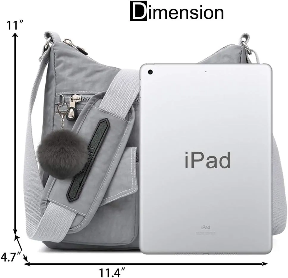 SUKRY Nylon Crossbody Bag for Women with Anti theft RFID Pocket, Waterproof Shoulder Bag Travel Purses and Handbag