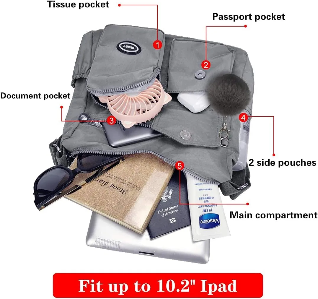 SUKRY Nylon Crossbody Bag for Women with Anti theft RFID Pocket, Waterproof Shoulder Bag Travel Purses and Handbag