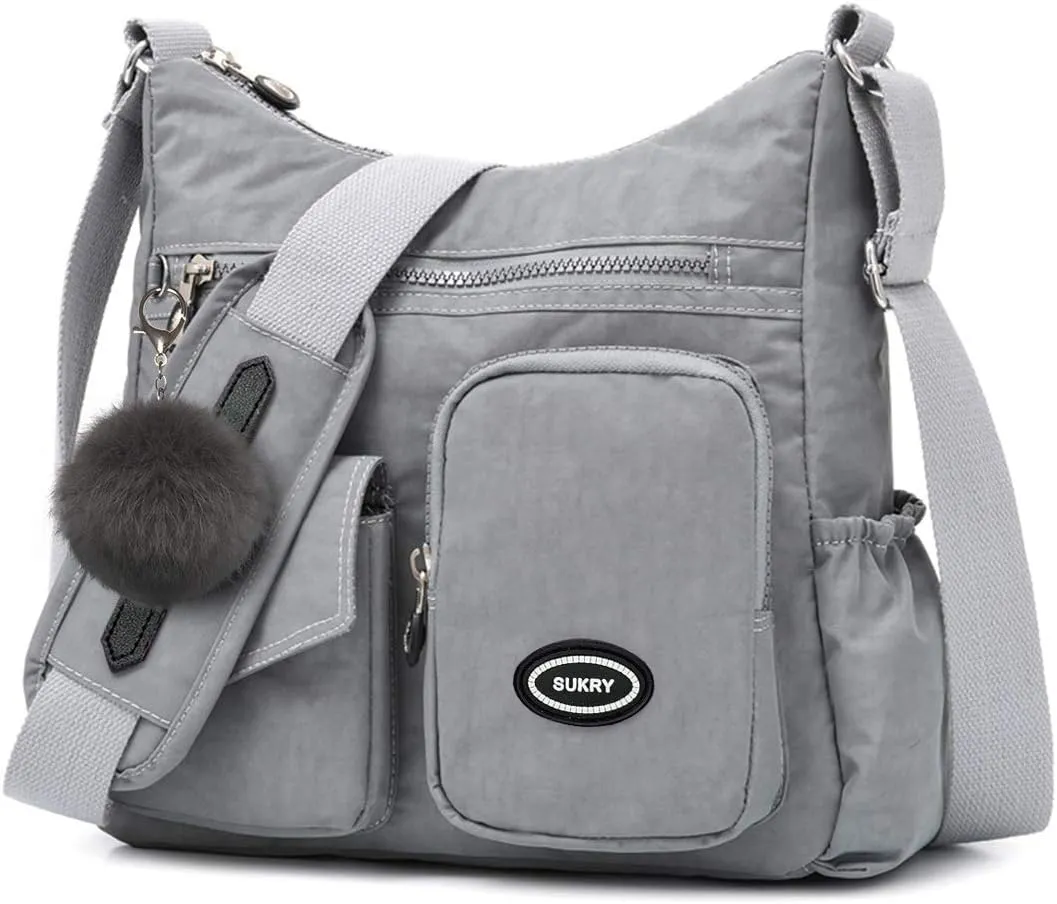 SUKRY Nylon Crossbody Bag for Women with Anti theft RFID Pocket, Waterproof Shoulder Bag Travel Purses and Handbag