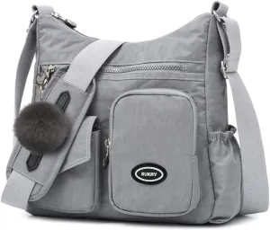 SUKRY Nylon Crossbody Bag for Women with Anti theft RFID Pocket, Waterproof Shoulder Bag Travel Purses and Handbag