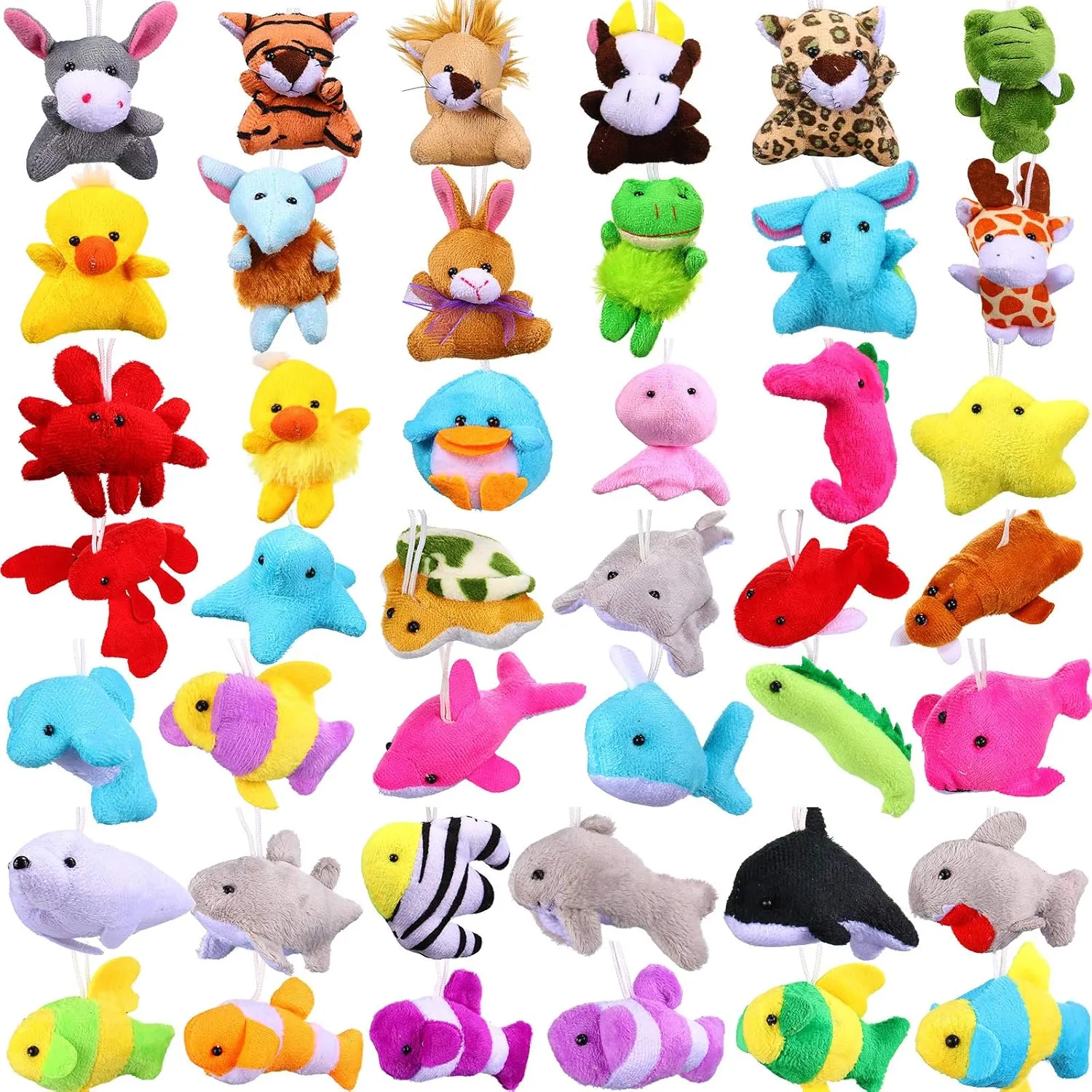 Sumind 42 Pcs Mini Plush Animals Toys Set, Cute Small Stuffed Animal Plush Keychain Decorations for Easter Themed Party Favors, Carnival Prizes, Rewards, Goodie Bags Filler(Cute Style)